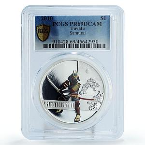 Tuvalu 1 dollar Great Warriors Samurai Swordsman PR69 PCGS silver coin 2010