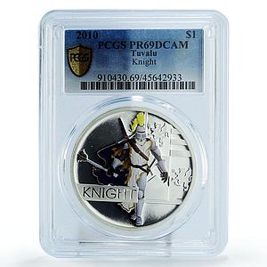 Tuvalu 1 dollar Great Warriors Knight Swordsman PR69 PCGS silver coin 2010