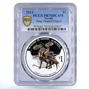 Tuvalu 1 dollar Fairytales Folklore Three Headed Dragon PR70 PCGS Ag coin 2013