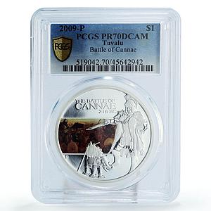 Tuvalu 1 dollar Battle of Cannae Legioners Elephant PR70 PCGS silver coin 2009