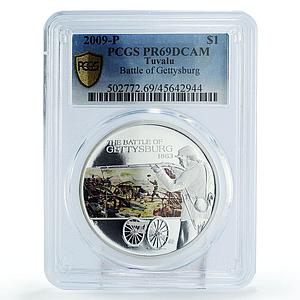 Tuvalu 1 dollar Battle of Gettysburg Soldiers PR69 PCGS colored silver coin 2009