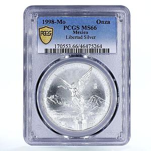 Mexico 1 onza Libertad Angel of Independence MS66 PCGS silver coin 1998