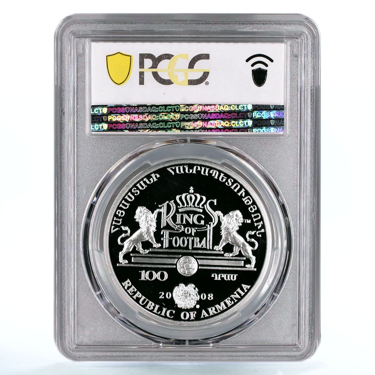 Armenia 100 dram Kings of Football Pele PR69 PCGS silver coin 2008