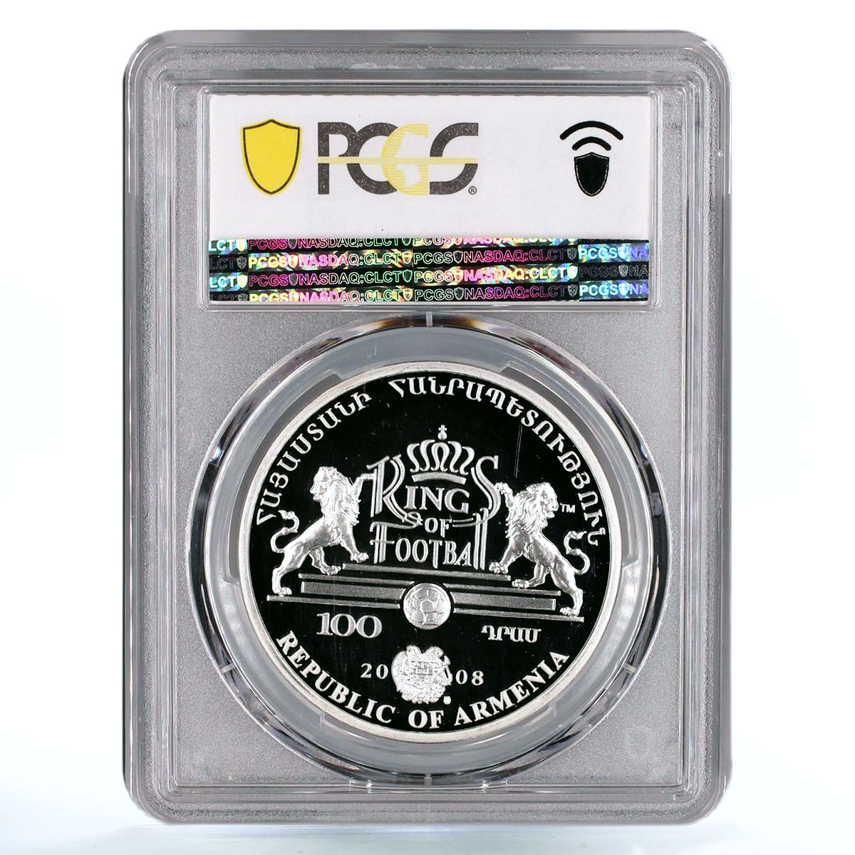 Armenia 100 dram Kings of Football Eusebio PR69 PCGS silver coin 2008