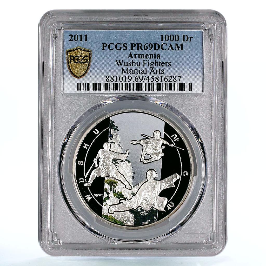 Armenia 1000 dram Martial Arts Wushu Sports PR69 PCGS colored silver coin 2011
