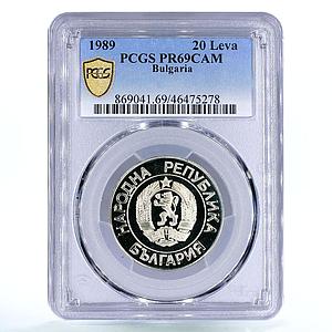 Bulgaria 20 leva Coat of Arms State Coinage PR69 PCGS CuNi coin 1989