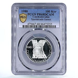 Czechoslovakia 100 korun Spartakiade Games Gymnastics PR68 PCGS silver coin 1980