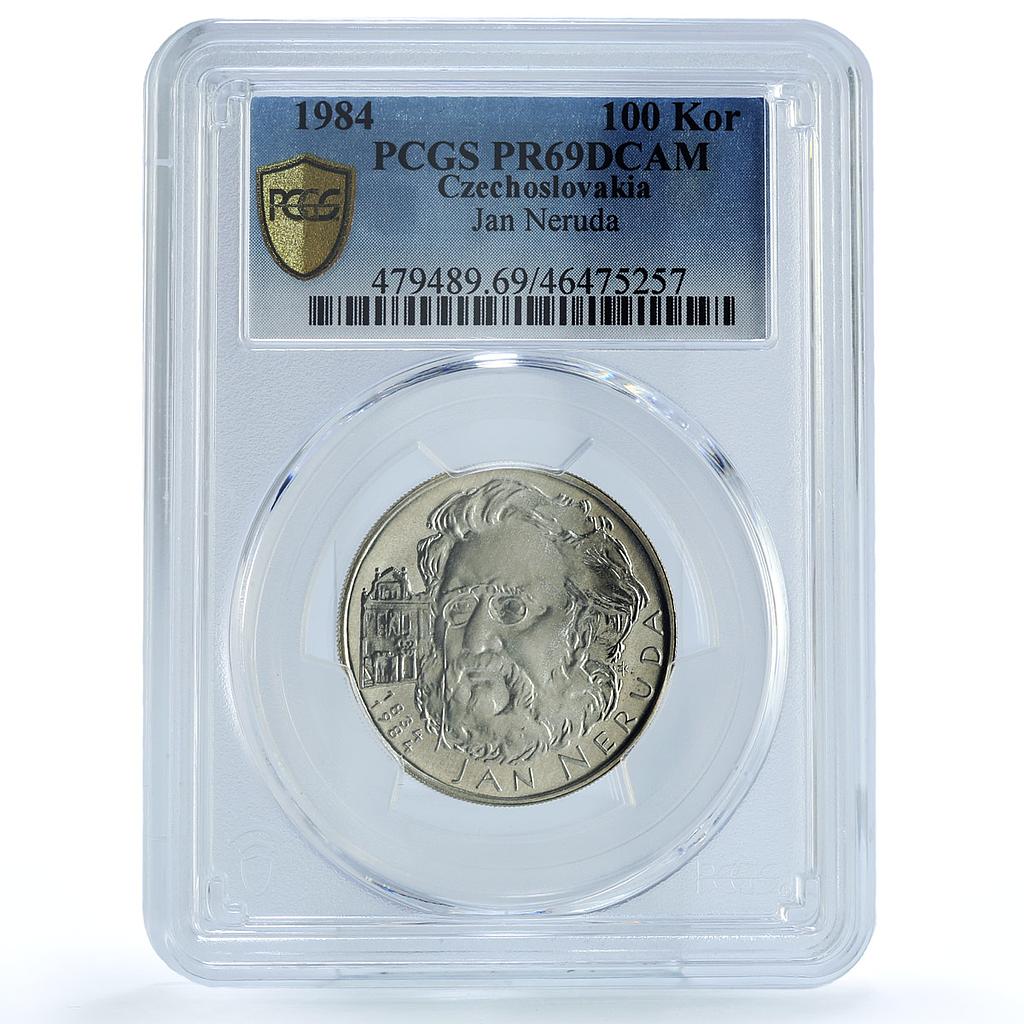 Czechoslovakia 100 korun Writer Jan Neruda Literature PR69 PCGS silver coin 1984 Czechoslovakia 100 korun Writer Jan Neruda Literature PR69 PCGS silver coin 1984