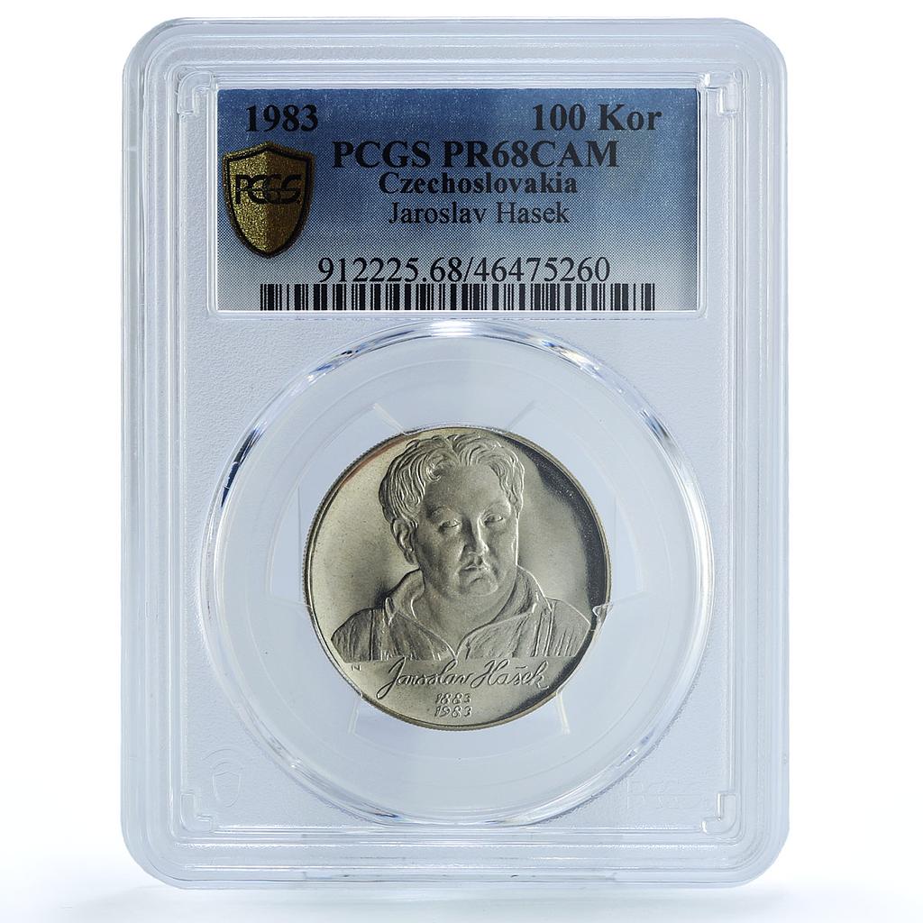 Czechoslovakia 100 korun Writer Jaroslav Hasek Literature PR68 PCGS Ag coin 1983 Czechoslovakia 100 korun Writer Jaroslav Hasek Literature PR68 PCGS Ag coin 1983