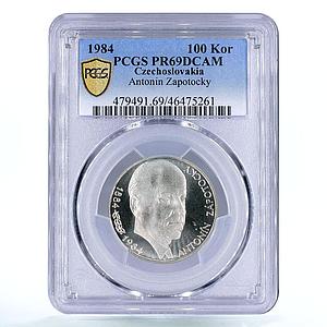 Czechoslovakia 100 korun President Antonin Zapotocky PR69 PCGS silver coin 1984