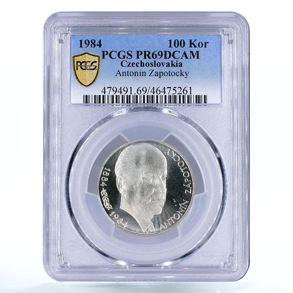 Czechoslovakia 100 korun President Antonin Zapotocky PR69 PCGS silver coin 1984