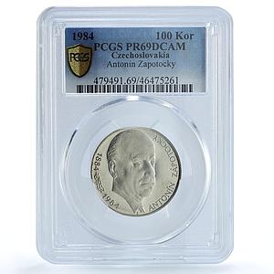 Czechoslovakia 100 korun President Antonin Zapotocky PR69 PCGS silver coin 1984