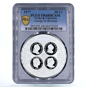 Turks and Caicos Islands 20 crowns George III PR68 PCGS silver coin 1977