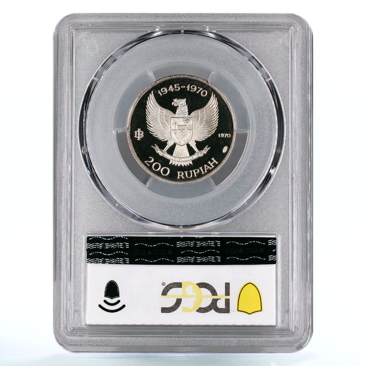 Indonesia 200 rupiah Independence Great Bird PR67 PCGS silver coin 1970
