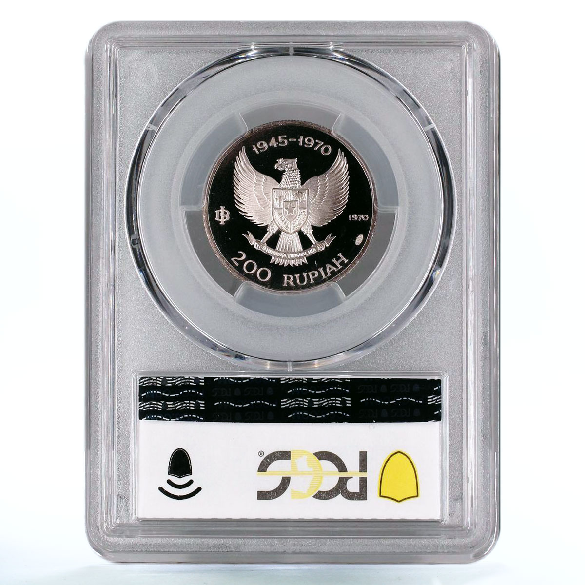 Indonesia 200 rupiah Independence Great Bird PR69 PCGS silver coin 1970