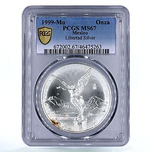 Mexico 1 onza Libertad Angel of Independence MS67 PCGS silver coin 1999
