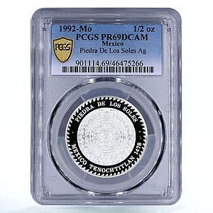 Mexico 1/2 onza Piedra de Los Soles Aztec Sun Stone PR69 PCGS silver coin 1992