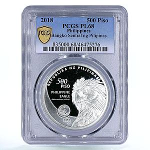 Philippines 500 piso Central Bank Eagle Bird Fauna PL68 PCGS silver coin 2018