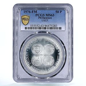 Philippines 50 piso International Meetings Matte MS63 PCGS silver coin 1976