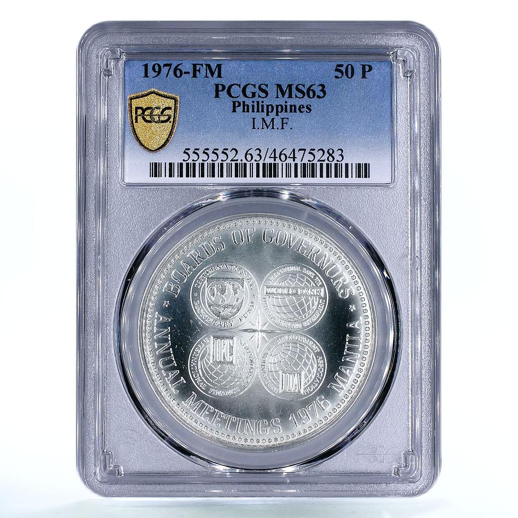 Philippines 50 piso International Meetings Matte MS63 PCGS silver coin 1976