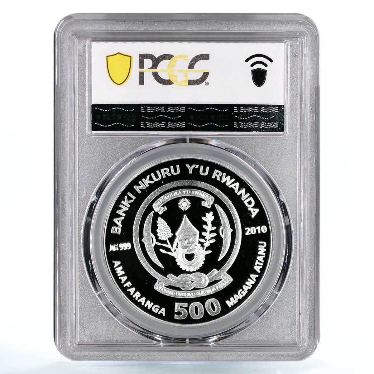 Rwanda 500 francs Marine Life Caribbean Shark Fauna PR69 PCGS silver coin 2010