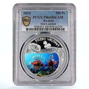 Rwanda 500 francs Marine Life Red Leonfish Fauna PR69 PCGS silver coin 2010