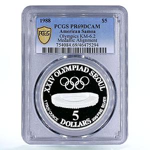 Samoa 5 dollars Seoul Olympic Games Sports Stadium PR69 PCGS silver coin 1988