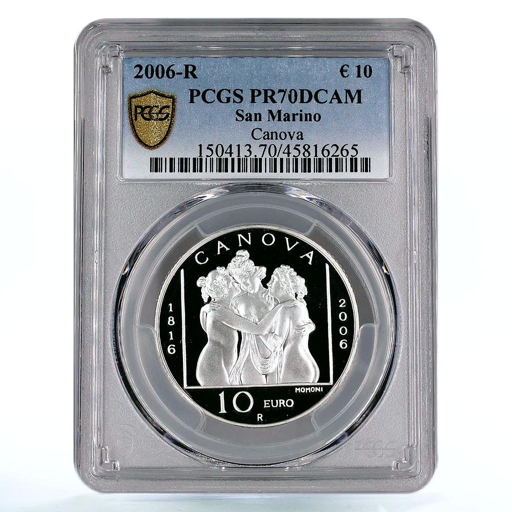 San Marino 10 euro Sculptor Antonio Canova Graces PR70 PCGS silver coin 2006