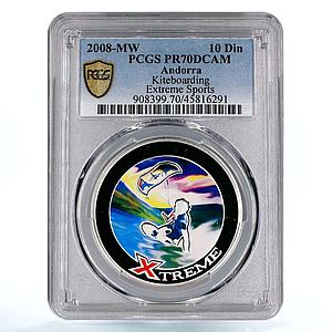 Andorra 10 dinars Extreme Sports Kiteboarding PR70 PCGS colored silver coin 2008