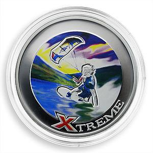 Andorra 10 dinars Extreme Sports Kiteboarding coloured silver coin 2008