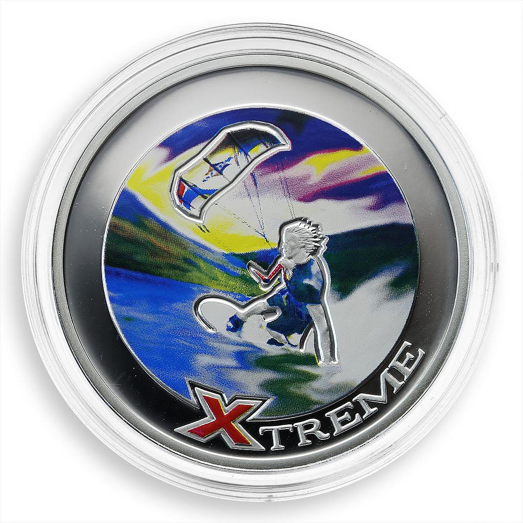 Andorra 10 dinars Extreme Sports Kiteboarding coloured silver coin 2008