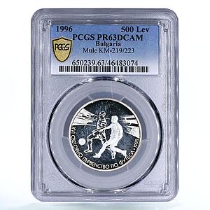 Bulgaria 500 leva Football Cup in France Small Year PR63 PCGS silver coin 1996