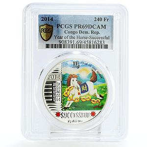 Congo 240 francs Lunar Year of the Horse Successful PR69 PCGS silver coin 2014