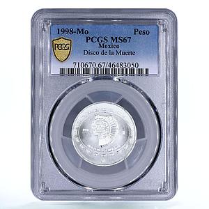 Mexico 1 peso Disco de La Muerte Disc of Death MS67 PCGS silver coin 1998