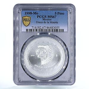 Mexico 5 pesos Disco de La Muerte Disc of Death MS67 PCGS silver coin 1998