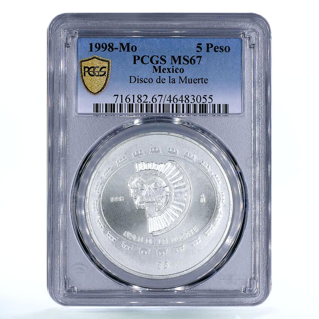 Mexico 5 pesos Disco de La Muerte Disc of Death MS67 PCGS silver coin 1998