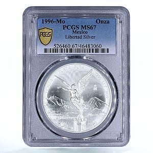 Mexico 1 onza Libertad Angel of Independence MS67 PCGS silver coin 1996