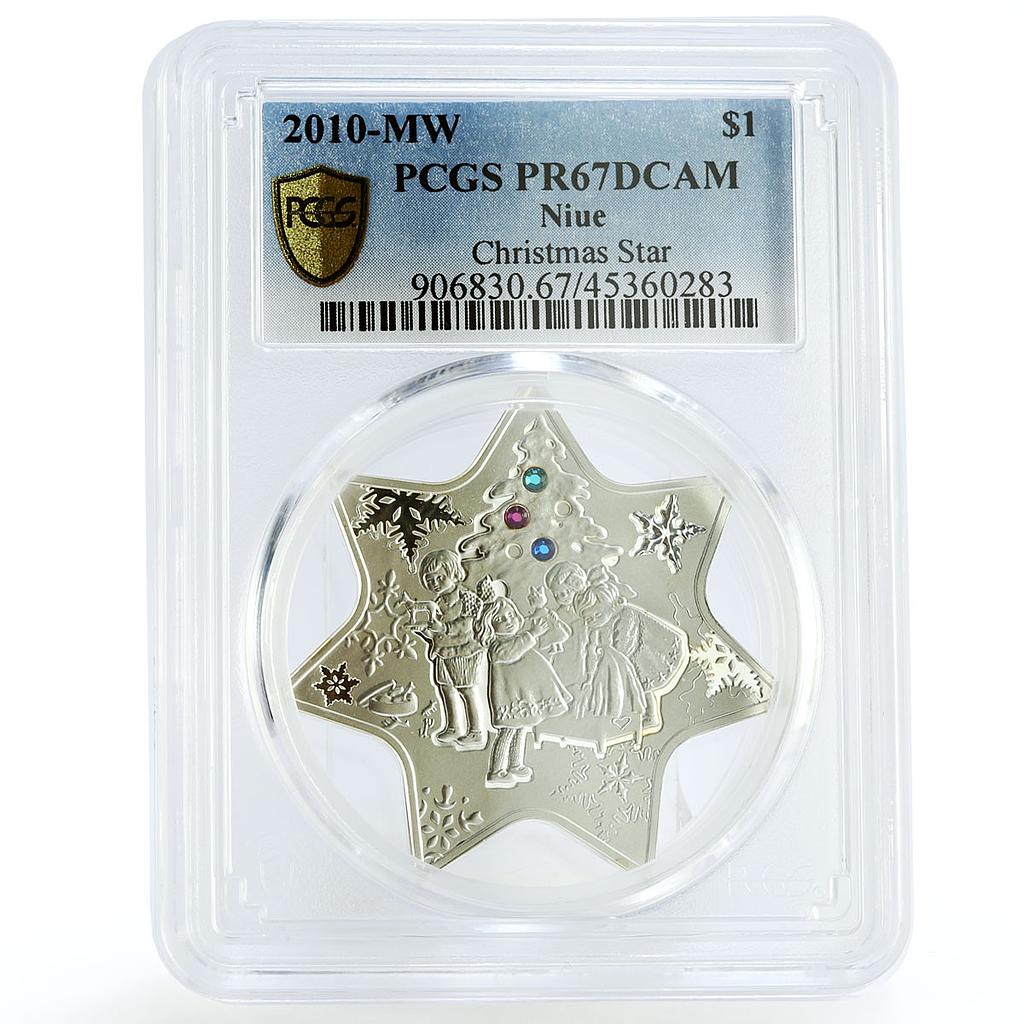Niue 1 dollar Holidays Christmas Star Tree Children Gifts PR67 PCGS Ag coin 2010