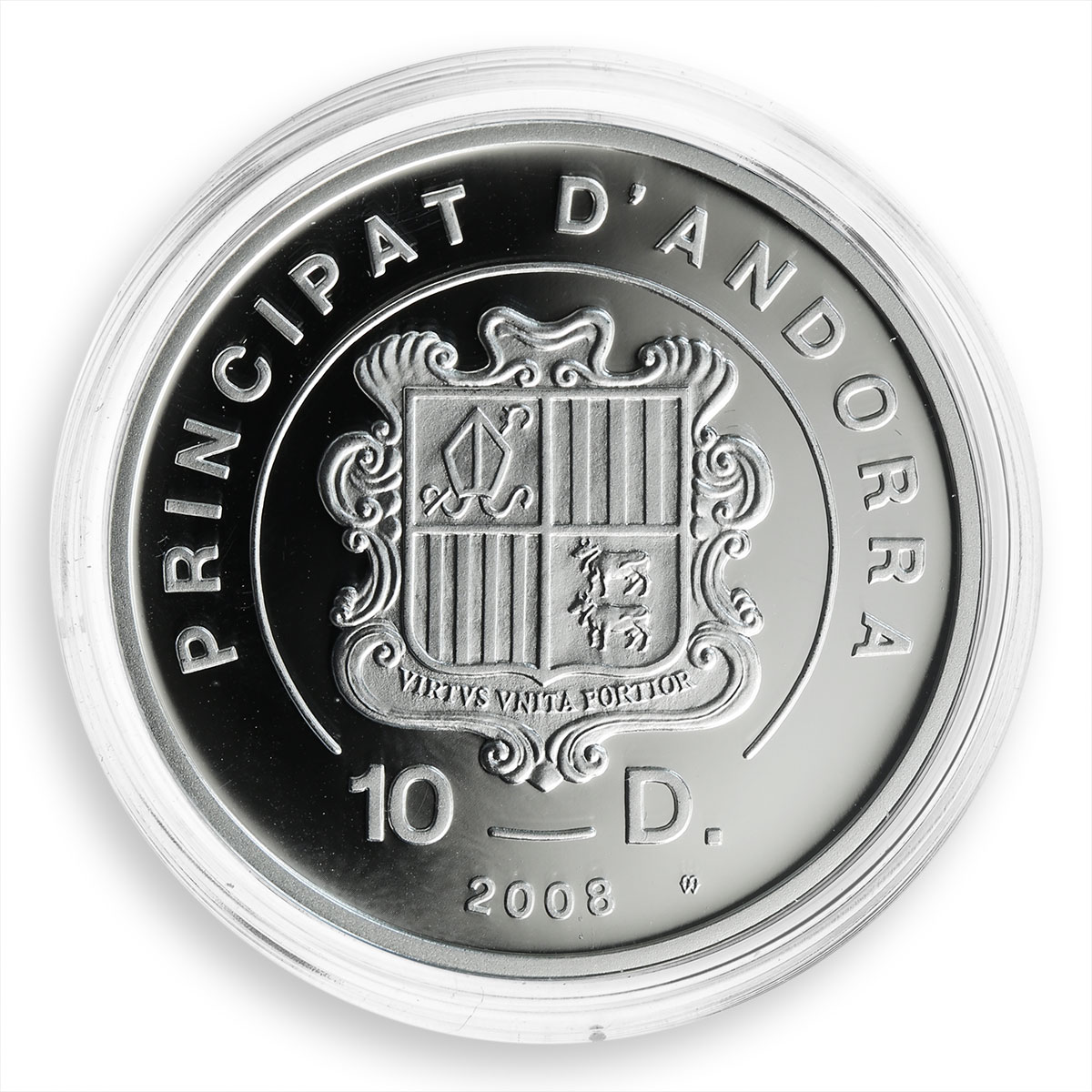 Andorra, 10 dinars, Extreme Sports, Kiteboarding, silver Coloured coin, 2008