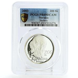 Slovakia 200 korun Josef Skultety Museal Company PR69 PCGS silver coin 2003