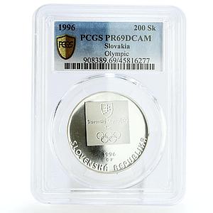 Slovakia 200 korun Atlanta Olympic Games Sports Track PR69 PCGS silver coin 1996