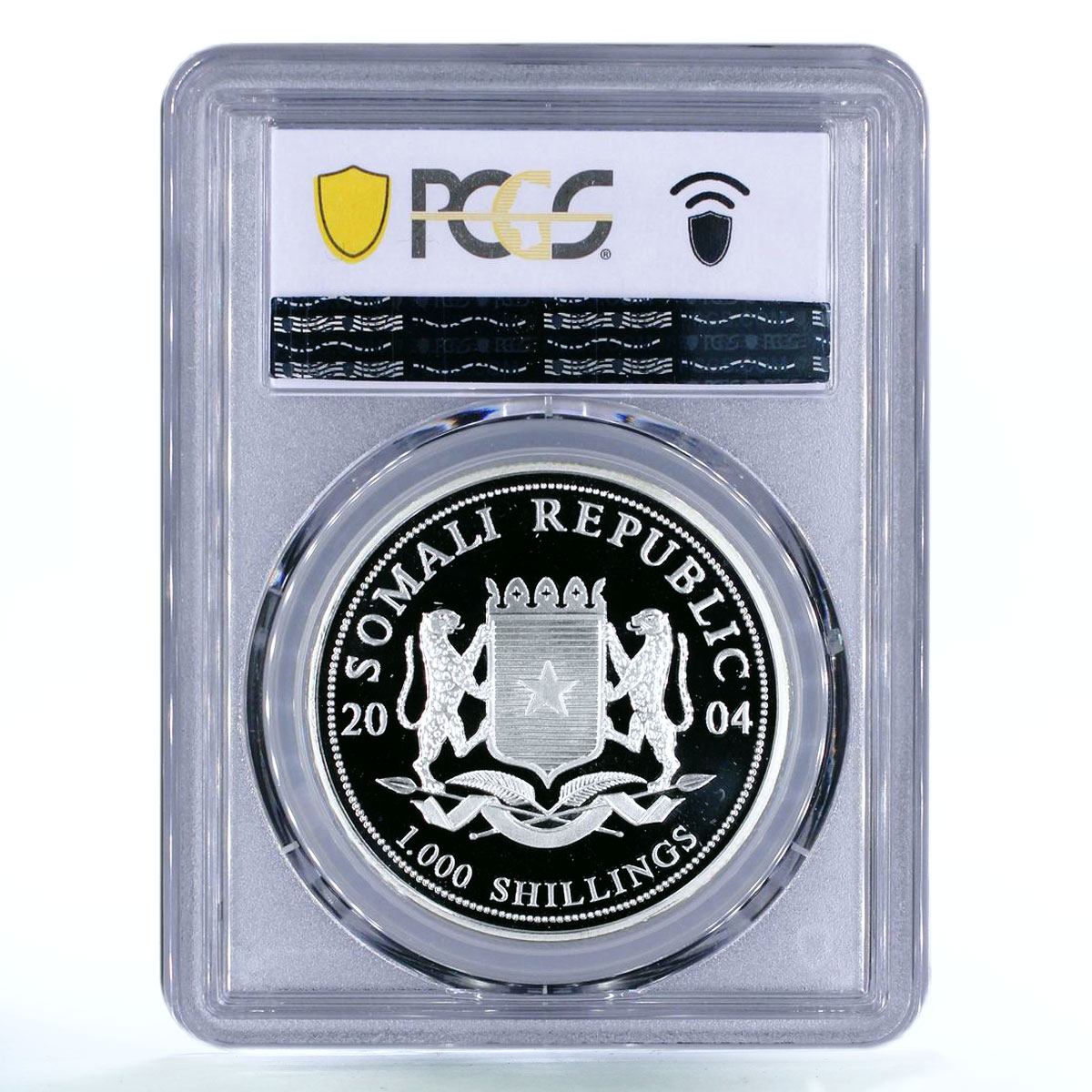 Somalia 1000 shillings African Wildlife Elephant PR70 PCGS silver coin 2004