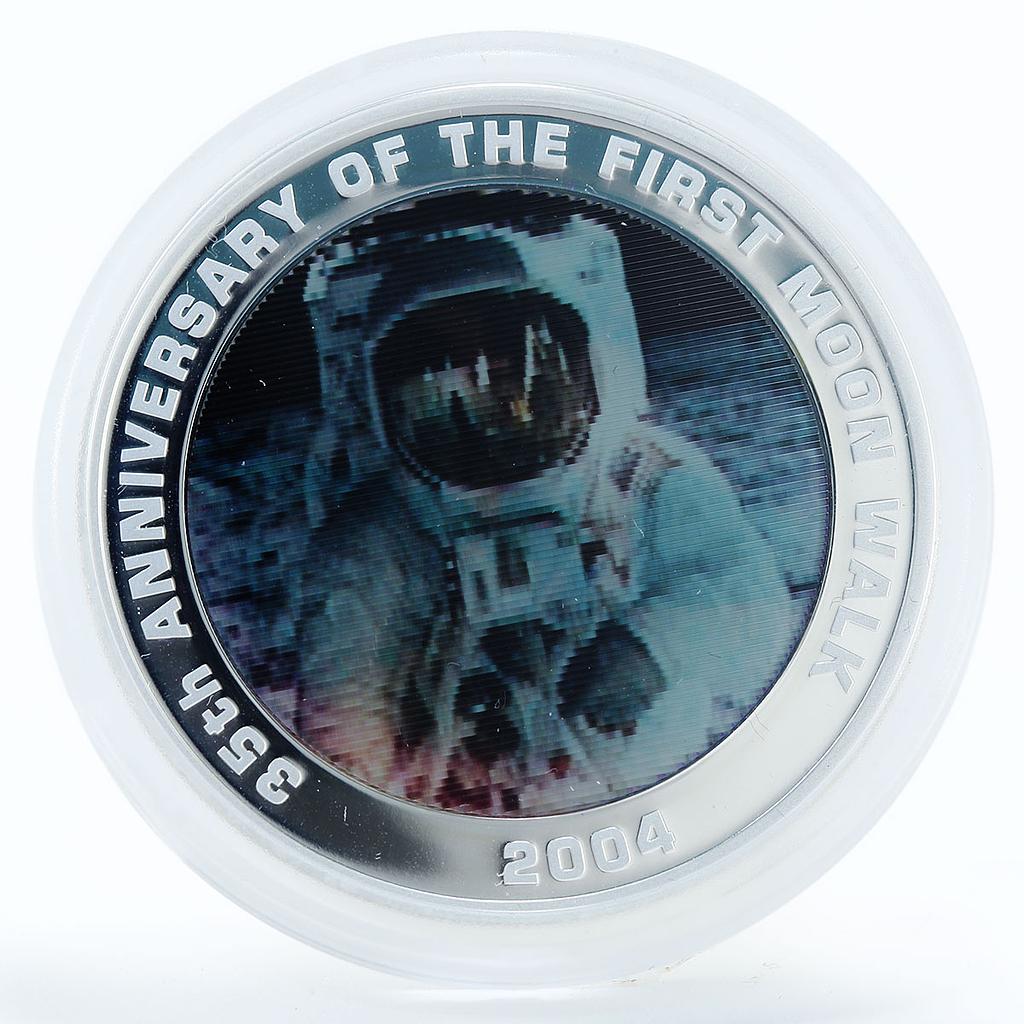 Australia 1 dollar 1st Moon Walk Astronaut Space hologram silver coin 2004