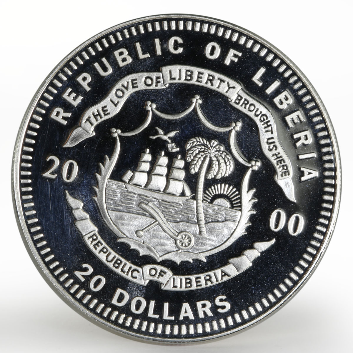 Liberia 20 dollars HMS Victory Ship proof silver coin 2000