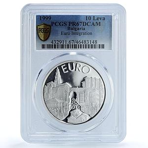 Bulgaria 10 leva Euro Integration Plovdiv City PR67 PCGS silver coin 1999