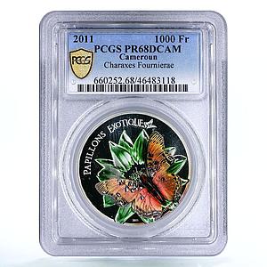 Cameroon 1000 francs Charaxes Fournierae Butterfly Fauna PR68 PCGS Ag coin 2011