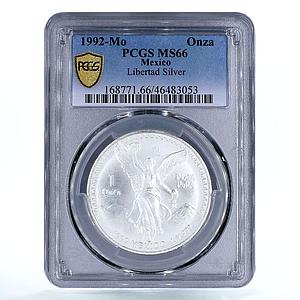Mexico 1 onza Libertad Angel of Independence MS66 PCGS silver coin 1992