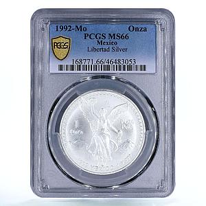 Mexico 1 onza Libertad Angel of Independence MS66 PCGS silver coin 1992