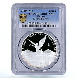 Mexico 1 onza Libertad Angel of Independence PR70 PCGS silver coin 2008