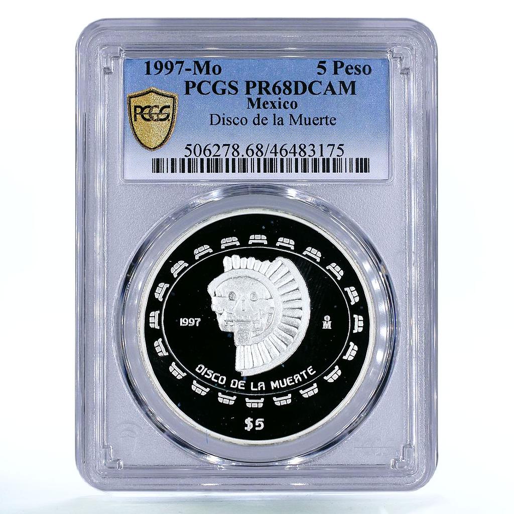 Mexico 5 pesos Disco de La Muerte Disc of Death PR68 PCGS silver coin 1997